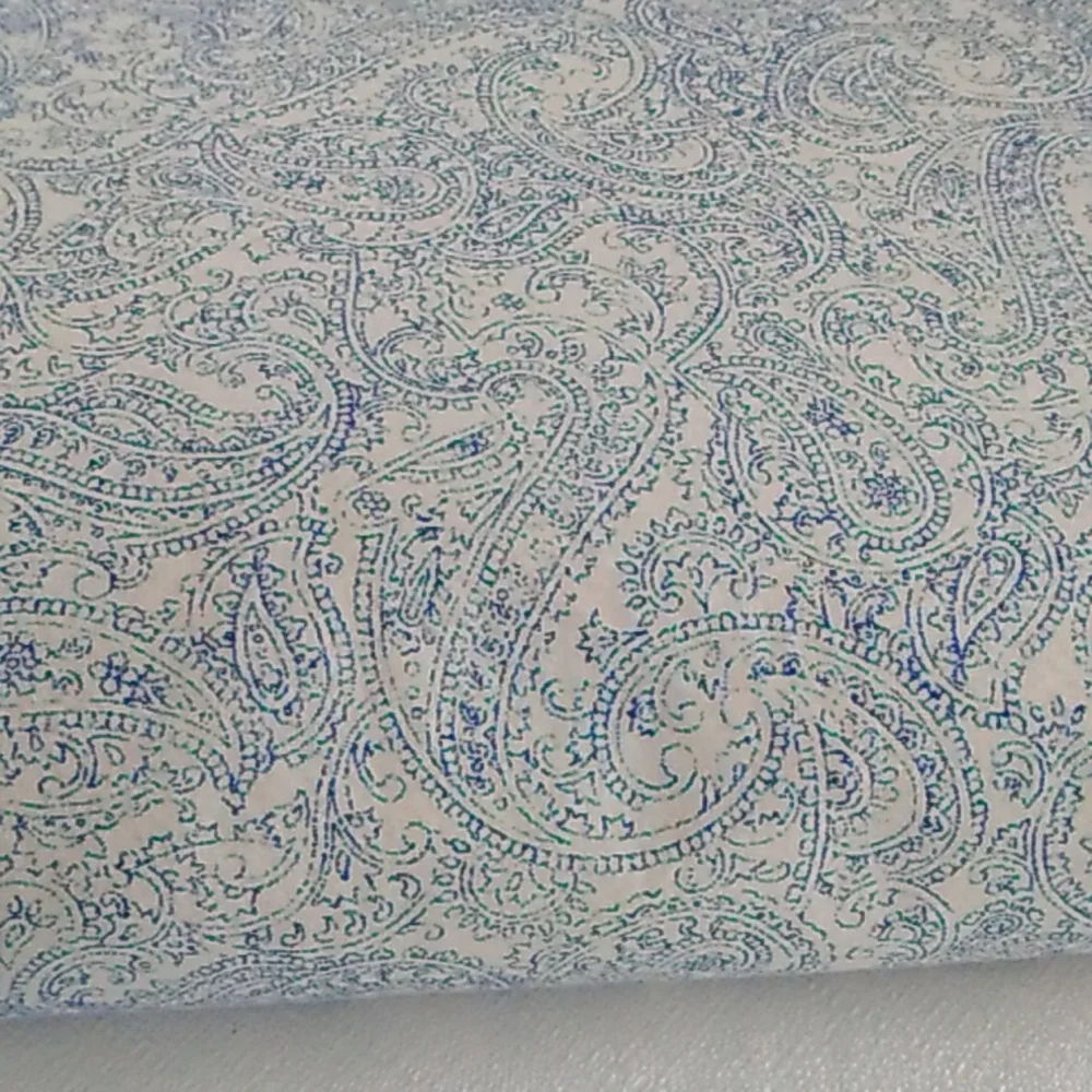 Ralph Lauren Queen Flat Sheet Blue White Paisley Print 100% cotton